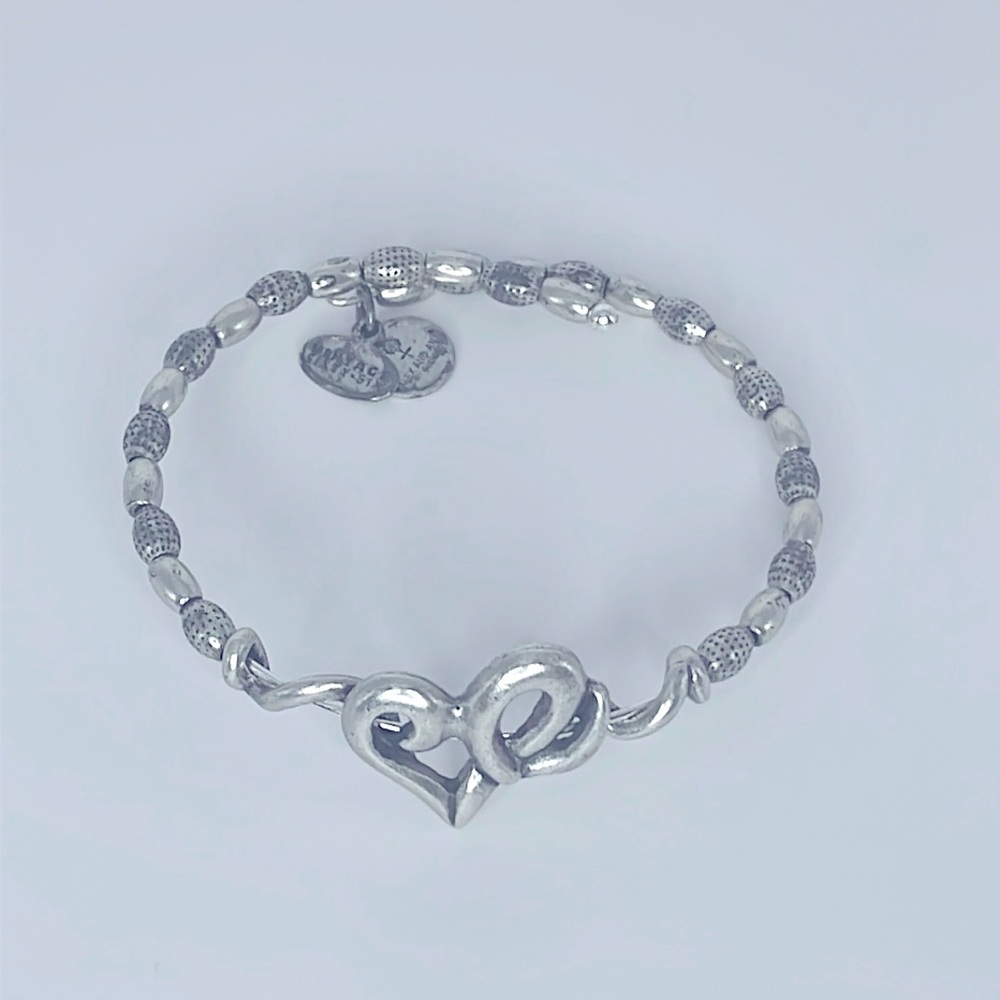 ALEX AND ANI Vintage Sixty-Six Woven Heart & Beaded Wrap Bracelet